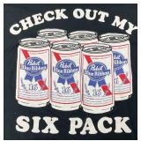 Vintage Pabst Blue Ribbon "Check Out My Six Pack" T-Shirt Size (XXXL)