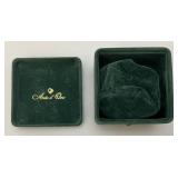 Kenneth Jay Lane Black And Clear Bow Pin Brooch In Velvet Box 2 3/4" x 2 3/4"