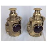 Pair of Adlake Brass Railroad Lanterns