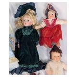 Collection of Vintage Porcelain and Cloth Dolls