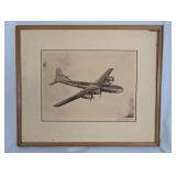 Boeing B-29 Superfortress Framed Print and Hand Painted Japanese Plates