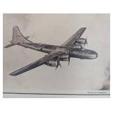 Boeing B-29 Superfortress Framed Print and Hand Painted Japanese Plates