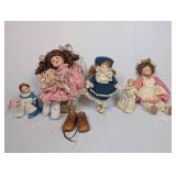 Collection of Porcelain Dolls with Accessories