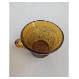 Amber Glass Punch Bowl Set with Cups and Ladle