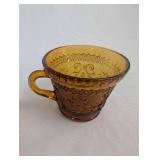 Amber Glass Punch Bowl Set with Cups and Ladle