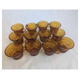 Amber Glass Punch Bowl Set with Cups and Ladle