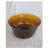 Amber Glass Punch Bowl Set with Cups and Ladle