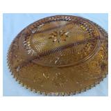 Amber Glass Punch Bowl Set with Cups and Ladle