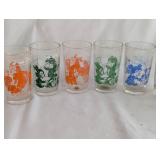 Vintage Animal Character Glass Tumbler Set