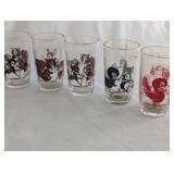 Vintage Animal Character Glass Tumbler Set