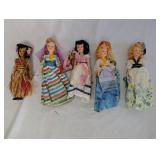 Set of 5 Vintage Dolls in Traditional Costumes