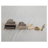 Collection of Miniature Piano Music Boxes and Figurines