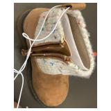Pair of Size 7 Cognac Ankle Boots with Wool Knit Trim Pair of Size 7 Cognac Ankle Boots with Wool Knit Trim