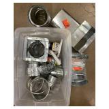 Collection of HVAC Duct Connectors, Elbows, and Fittings in Storage Bin Collection of HVAC Duct Connectors, Elbows, and Fittings in Storage Bin