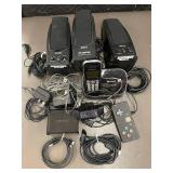 Mixed Electronics Lot with Panasonic Phone, Logitech Webcam, Altech Speakers and Accessories Mixed Electronics Lot with Panasonic Phone, Logitech Webcam, Altech Speakers and Accessories
