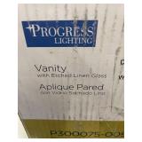 Progress Lighting Vanity Light Fixture with Etched Linen Glass, Brushed Nickel Progress Lighting Vanity Light Fixture with Etched Linen Glass, Brushed Nickel