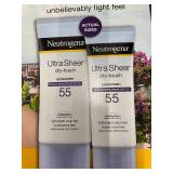 NJ 3 - Neutrogena Ultra Sheer Dry-Touch Sunscreen SPF 55 Broad Spectrum 2 packs 4 total NJ 3 - Neutrogena Ultra Sheer Dry-Touch Sunscreen SPF 55 Broad Spectrum 2 packs 4 total