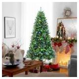 7 ft. Pre-Lit Artificial Christmas Tree Hinged Xmas Tree with 9 Lighting Modes by Gymax  Customer Returns See Pictures 7 ft. Pre-Lit Artificial Christmas Tree Hinged Xmas Tree with 9 Lighting Modes by Gymax  Customer Returns See Pictures