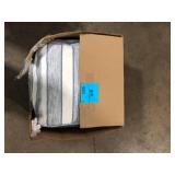 Hampton Bay 18 in. x 18 in. x 18 in. White and Blue Square Outdoor Pouf with Tassel   Customer Returns See Pictures Hampton Bay 18 in. x 18 in. x 18 in. White and Blue Square Outdoor Pouf with Tassel   Customer Returns See Pictures