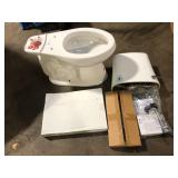 Glacier Bay Power Flush 12 inch Rough In Two-Piece 1.28 GPF Single Flush Elongated Toilet in White Seat Included Customer Returns See Pictures Glacier Bay Power Flush 12 inch Rough In Two-Piece 1.28 GPF Single Flush Elongated Toilet in White Seat Included Customer Returns See Pictures