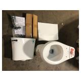 Glacier Bay Power Flush 12 inch Rough In Two-Piece 1.28 GPF Single Flush Elongated Toilet in White Seat Included Customer Returns See Pictures Glacier Bay Power Flush 12 inch Rough In Two-Piece 1.28 GPF Single Flush Elongated Toilet in White Seat Included Customer Returns See Pictures