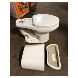 Glacier Bay 10 in. Rough in. 2-Piece 1.28 GPF Single Flush Elongated Toilet in White, Seat Included Damaged Customer Returns See Pictures Glacier Bay 10 in. Rough in. 2-Piece 1.28 GPF Single Flush Elongated Toilet in White, Seat Included Damaged Customer Returns See Pictures