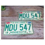Pair 1971 Minnesota License Plates Pair 1971 Minnesota License Plates