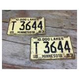 Pair 1953 Minnesota License Plates Pair 1953 Minnesota License Plates