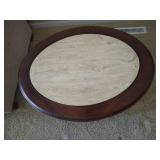 Nice Oval Wood End Table With Marble Top Nice Oval Wood End Table With Marble Top