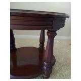 Nice Oval Wood End Table With Marble Top Nice Oval Wood End Table With Marble Top