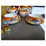 Hand Painted Tea Set With S&P Hand Painted Tea Set With S&P