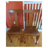 (2) Antique Oak & Leather Chairs (2) Antique Oak & Leather Chairs