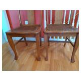 (2) Antique Oak & Leather Chairs (2) Antique Oak & Leather Chairs