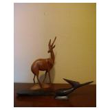 (2) Wooden Hand-Carved Animals (2) Wooden Hand-Carved Animals
