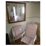 (2) Folding Lawn Chairs & Mirror (2) Folding Lawn Chairs & Mirror