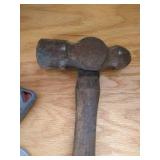 Misc. Tool Lot: Vntg Hammer, Chalk Line, Magnifying Headwear, Etc Misc. Tool Lot: Vntg Hammer, Chalk Line, Magnifying Headwear, Etc
