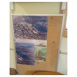(2) Wood Wide- Backed Rolling Chairs & Poster Board (2) Wood Wide- Backed Rolling Chairs & Poster Board