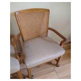 (2) Wood Wide- Backed Rolling Chairs & Poster Board (2) Wood Wide- Backed Rolling Chairs & Poster Board