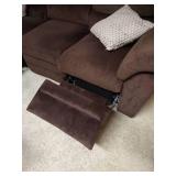 Brown La-Z-Boy Upholstered Sofa w/ Reclining Ends, Wool Blanket & Pillows Brown La-Z-Boy Upholstered Sofa w/ Reclining Ends, Wool Blanket & Pillows