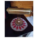 Brass Piano Lamp & Beaded Doily Brass Piano Lamp & Beaded Doily