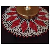 Brass Piano Lamp & Beaded Doily Brass Piano Lamp & Beaded Doily