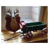 Decor - Wood Wagon & Small Deer Plaque Decor - Wood Wagon & Small Deer Plaque