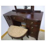 Antique Wood Vanity/Mirror & Stool Antique Wood Vanity/Mirror & Stool