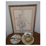 Decorative Lot - Picture, Plate & Pitcher Decorative Lot - Picture, Plate & Pitcher