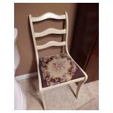 Antique Wood Chair With Embroidered Seat Antique Wood Chair With Embroidered Seat