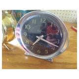(2) Wind-Up Clocks & Vintage Tin (2) Wind-Up Clocks & Vintage Tin