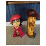 (2) Hand Carved Wooden Faces (2) Hand Carved Wooden Faces