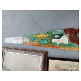 (2) Vintage Pictures & Painted Saw (2) Vintage Pictures & Painted Saw