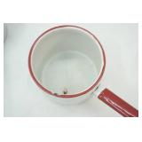 Vintage Enamelware with Red Trim, Wash Pan & Double Boiler