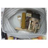 Grey Basket with Painting Supplies